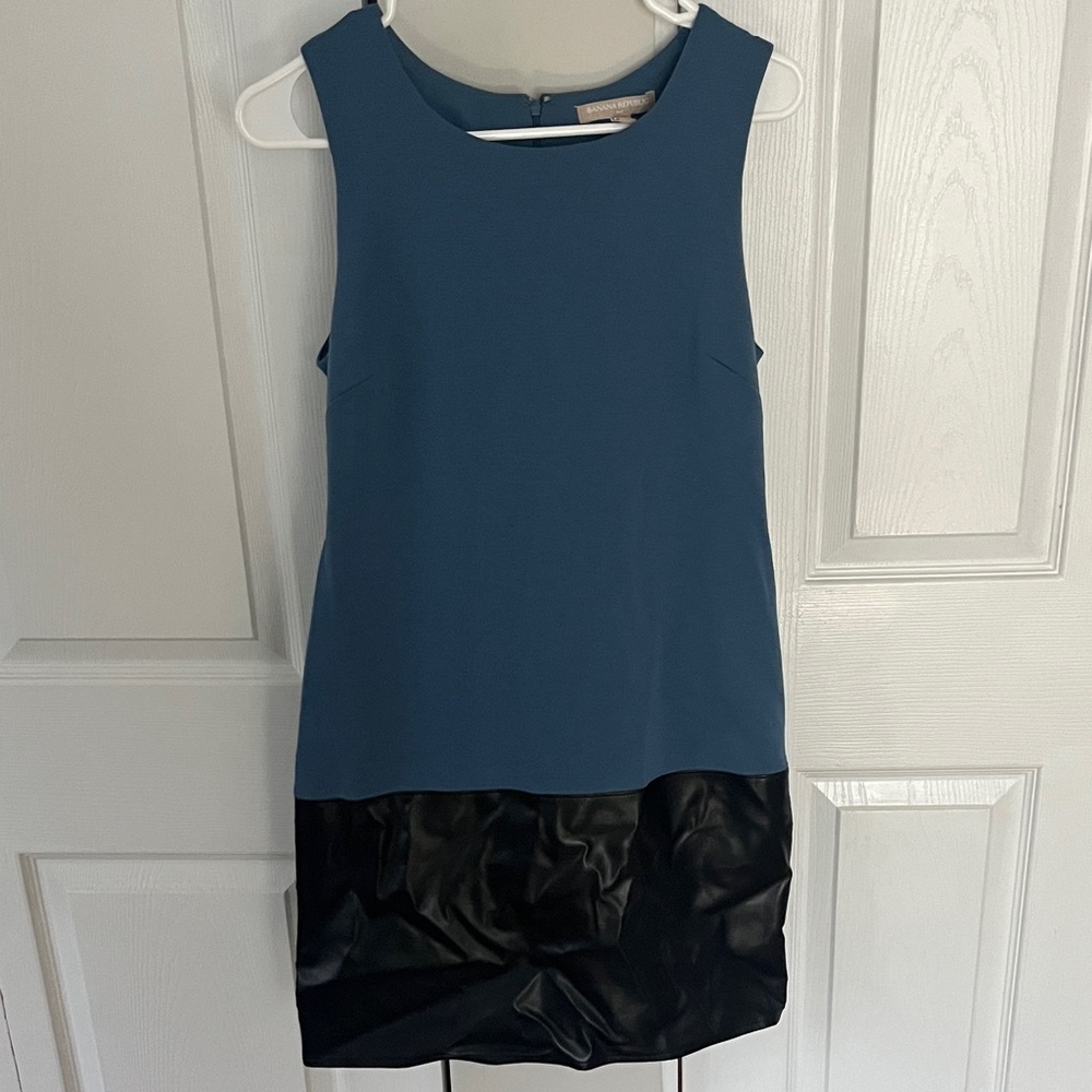 Banana Republic Blue Dress with Faux Leather